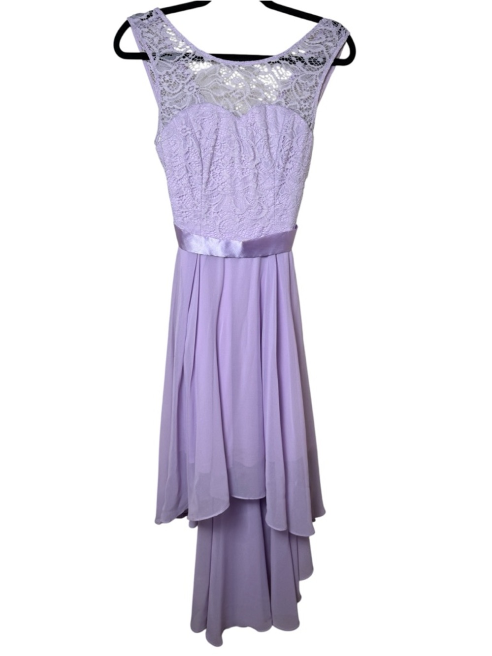 Bery Love Small Lilac Lace Bodice Prom Dress with Satin Waistband